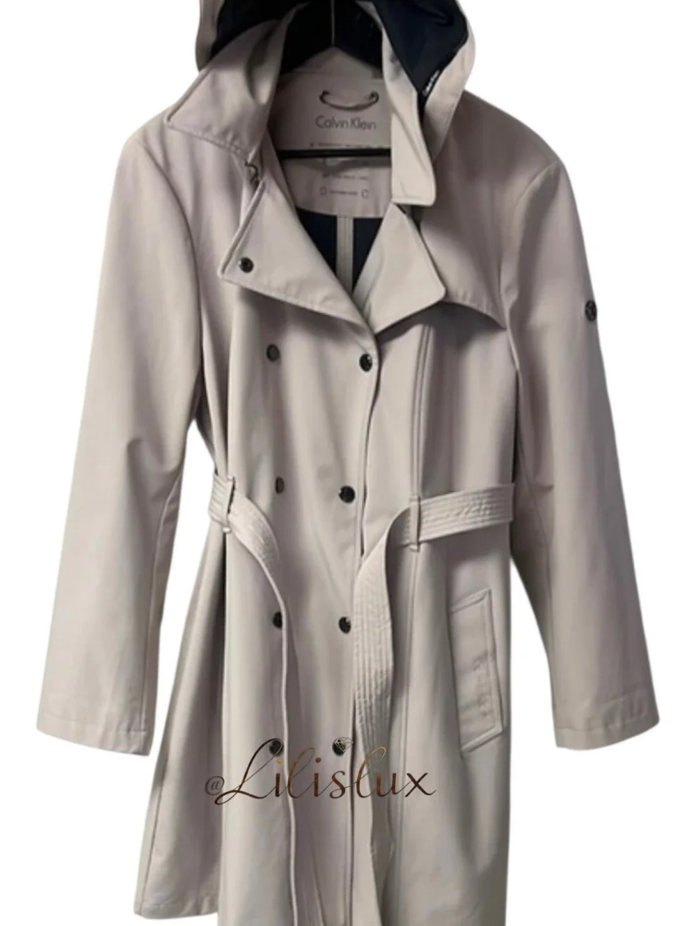 Calvin Klein Double Breasted Trench Coat XXL Removable Hood&Belt EUC Worn Once - Picture 3 of 16